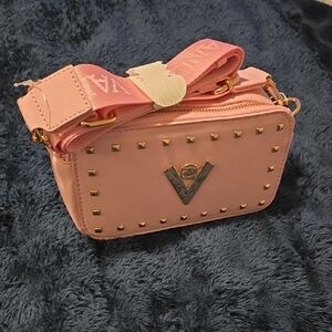 Valentino Orlandi Pink Crossbody Bag with Gold Studs